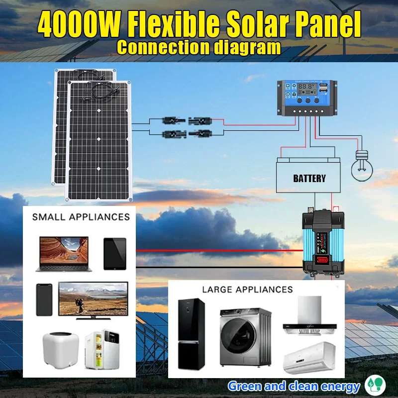 Solar Panel Monocrystalline - Kit de panneaux solaires 4000 W