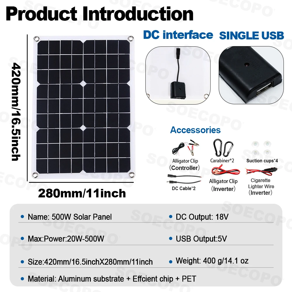 Kit de générateur solaire 1000 - Solar Panel Monocrystalline avis et prix
